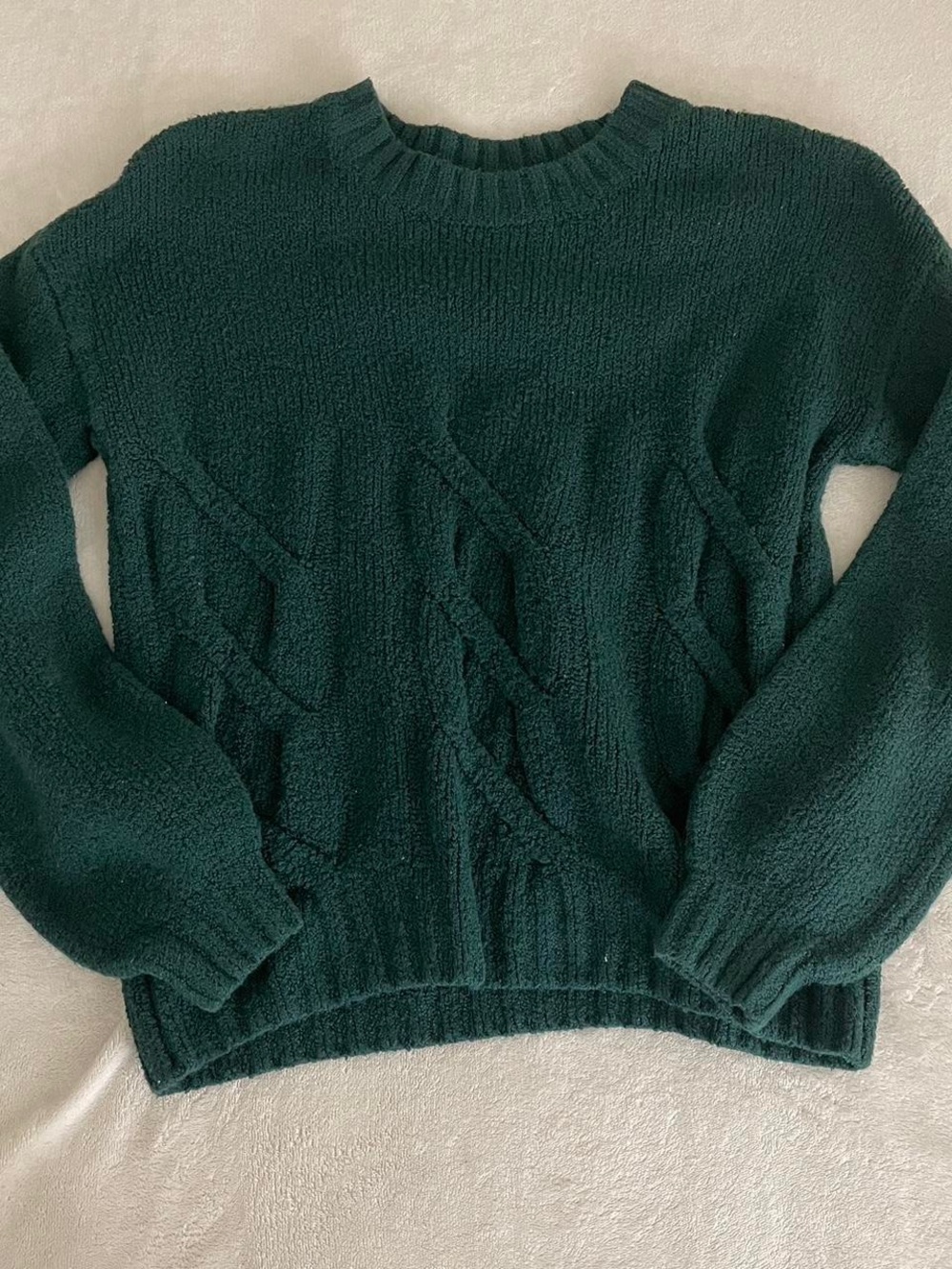 Hollister Forest Green Cable Crewneck Sweater